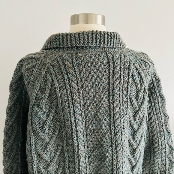 Standun 100% Wool Chunky Knit Cardigan Sweater Made In Ireland - Picture 6 of 10